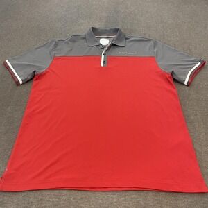 BMW Golfsport Polo Shirt Mens XL Gray Red Made Portugal Performance Polyamide